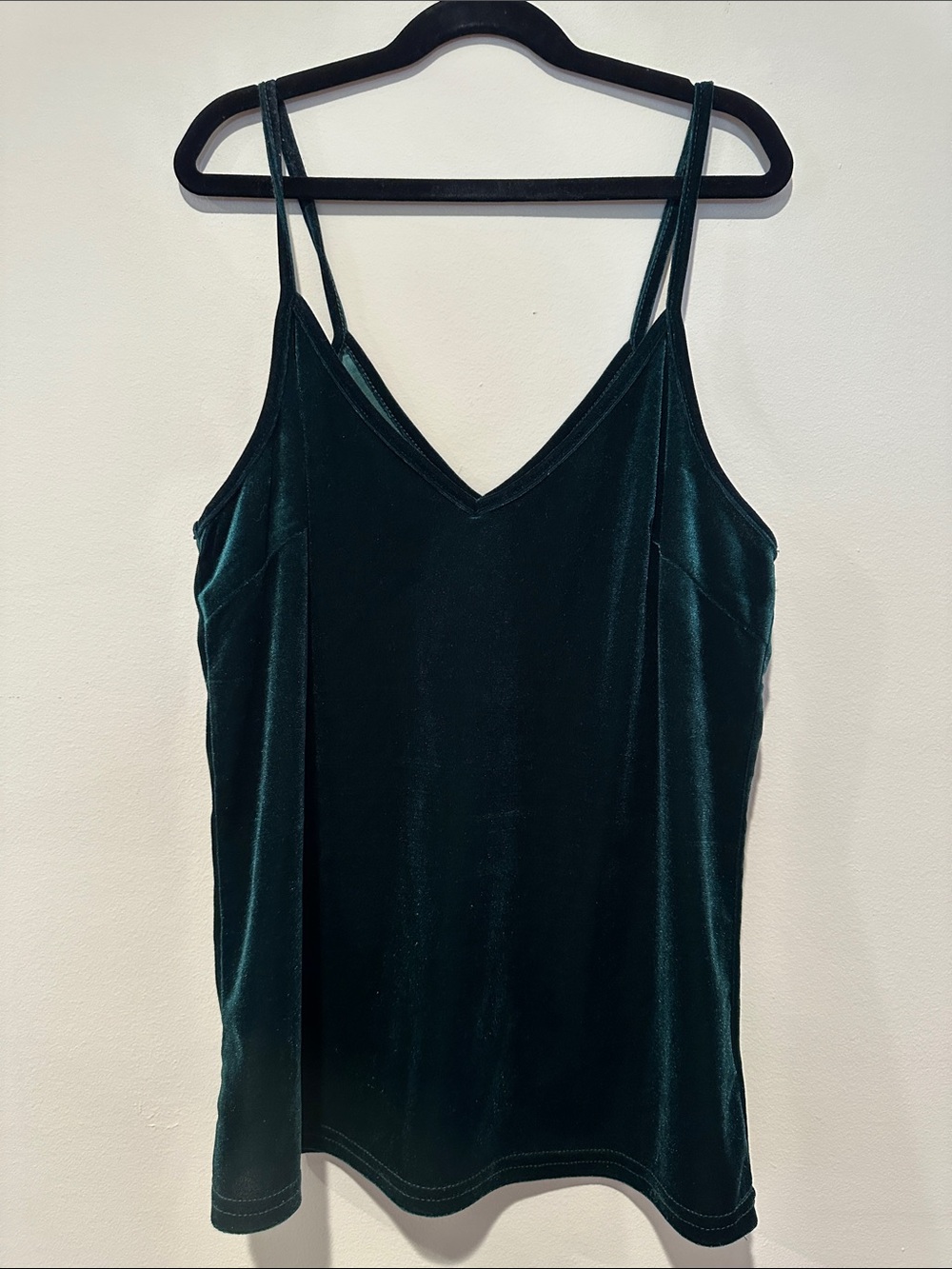 Amazon Velvet V-Neck Camisole - Dark Teal Green